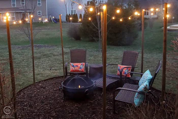 globe string lights at night