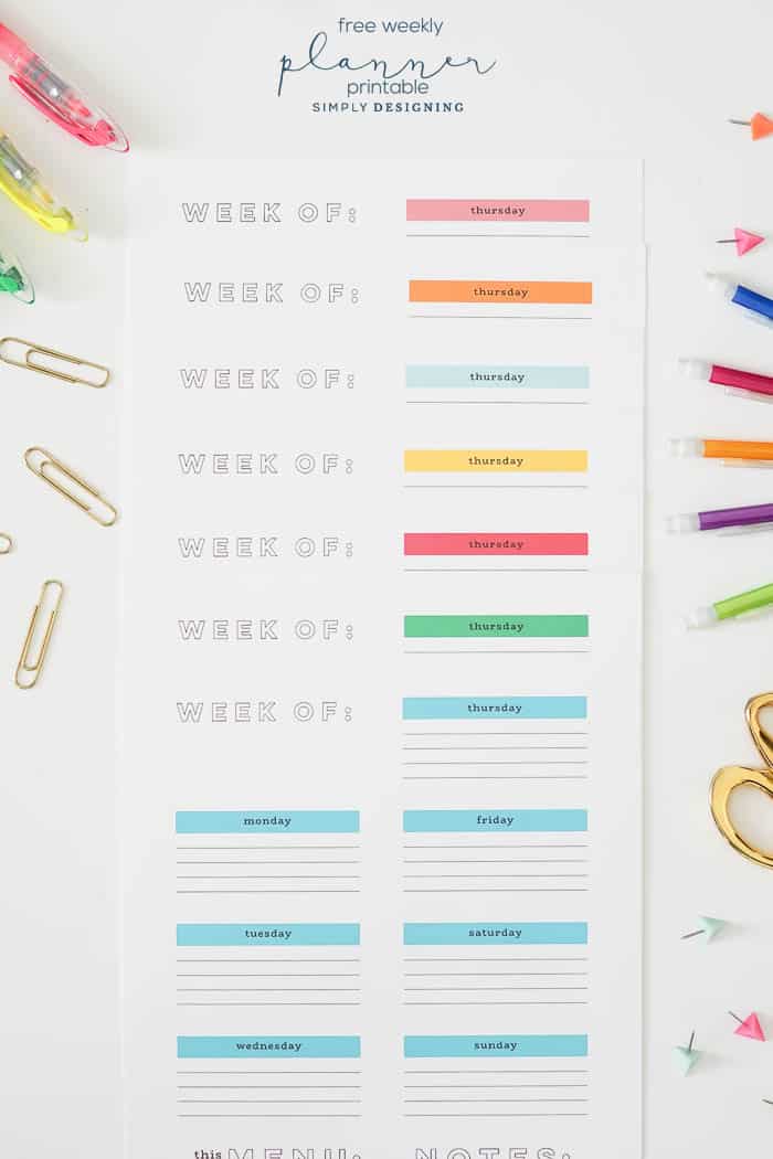 FREE Weekly Printable Planner - a weekly planner printable to use and download for free