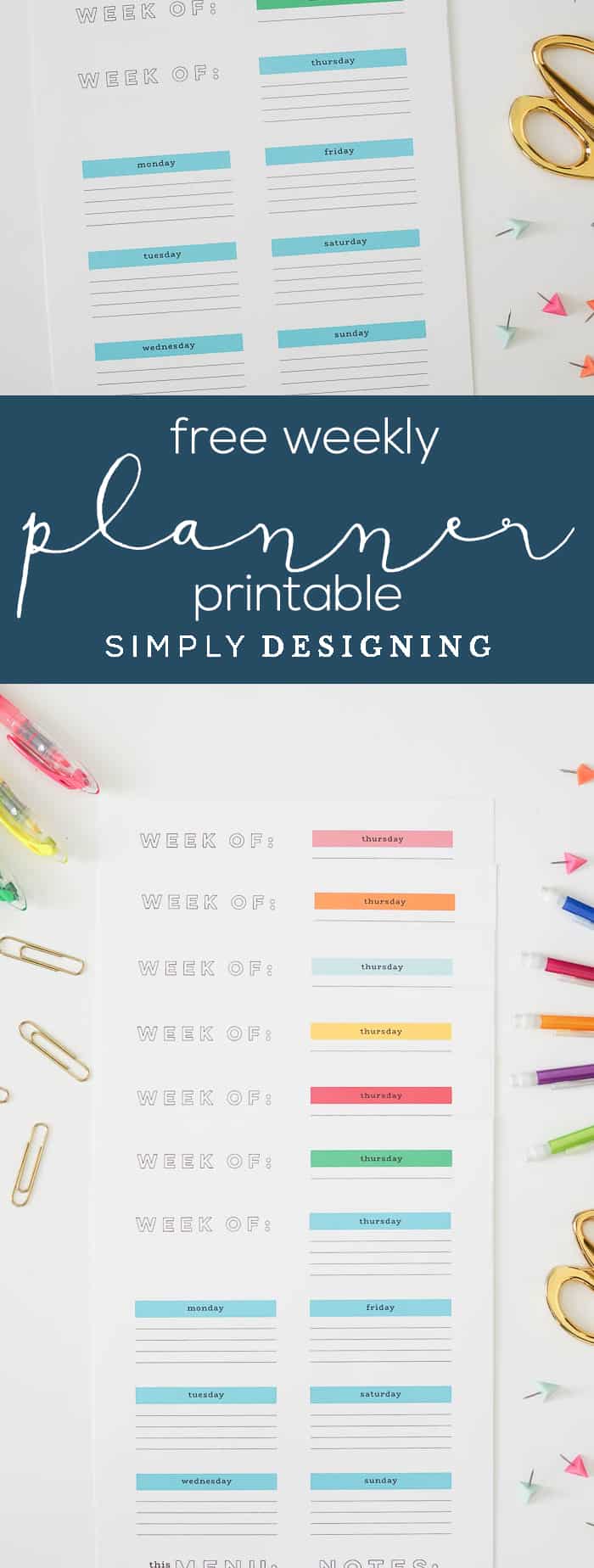 FREE Weekly Printable Planner - this printable weekly calendar is a great way to get organized and you can download it for free