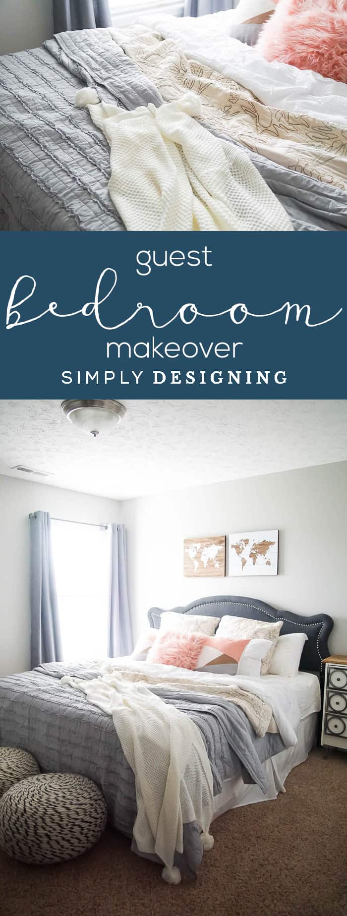 Guest Bedroom Makeover - Layer bedding and pillow - make a guest room comfortable - bedroom makeover before and after