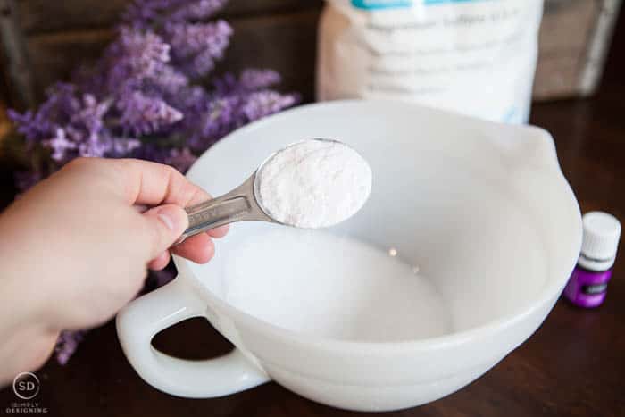 Add baking soda to bath salts