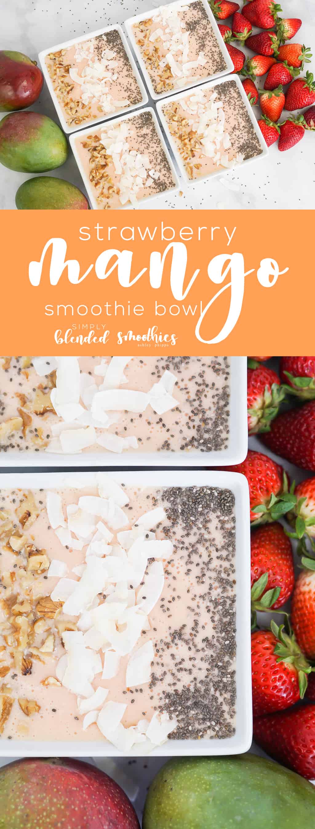 Strawberry Mango Smoothie Bowl 1 Strawberry Mango Smoothie Bowl - a delicious strawberry smoothie bowl with mangos