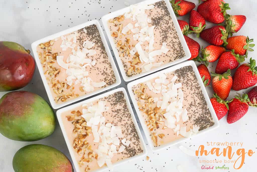 Strawberry Mango Smoothie Bowl 3 Strawberry Mango Smoothie Bowl - a yummy tropical smoothie