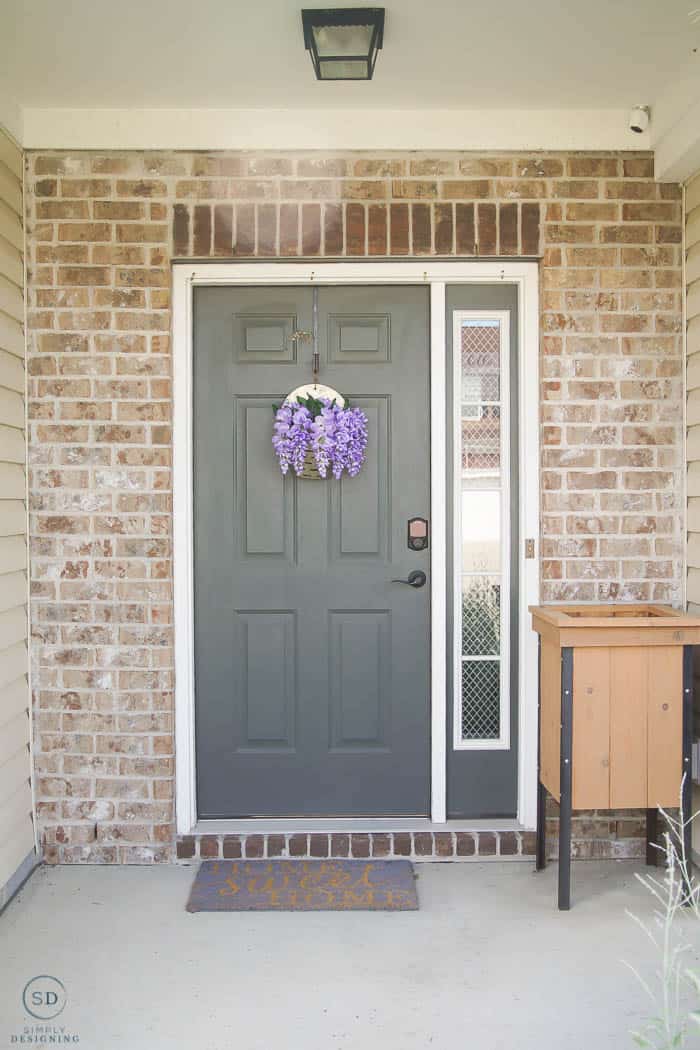 Ugly green door before - how to paint a front door