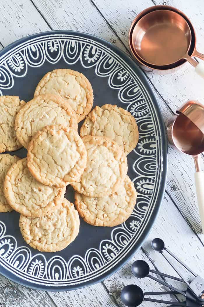 cookies on beautiful blue platter