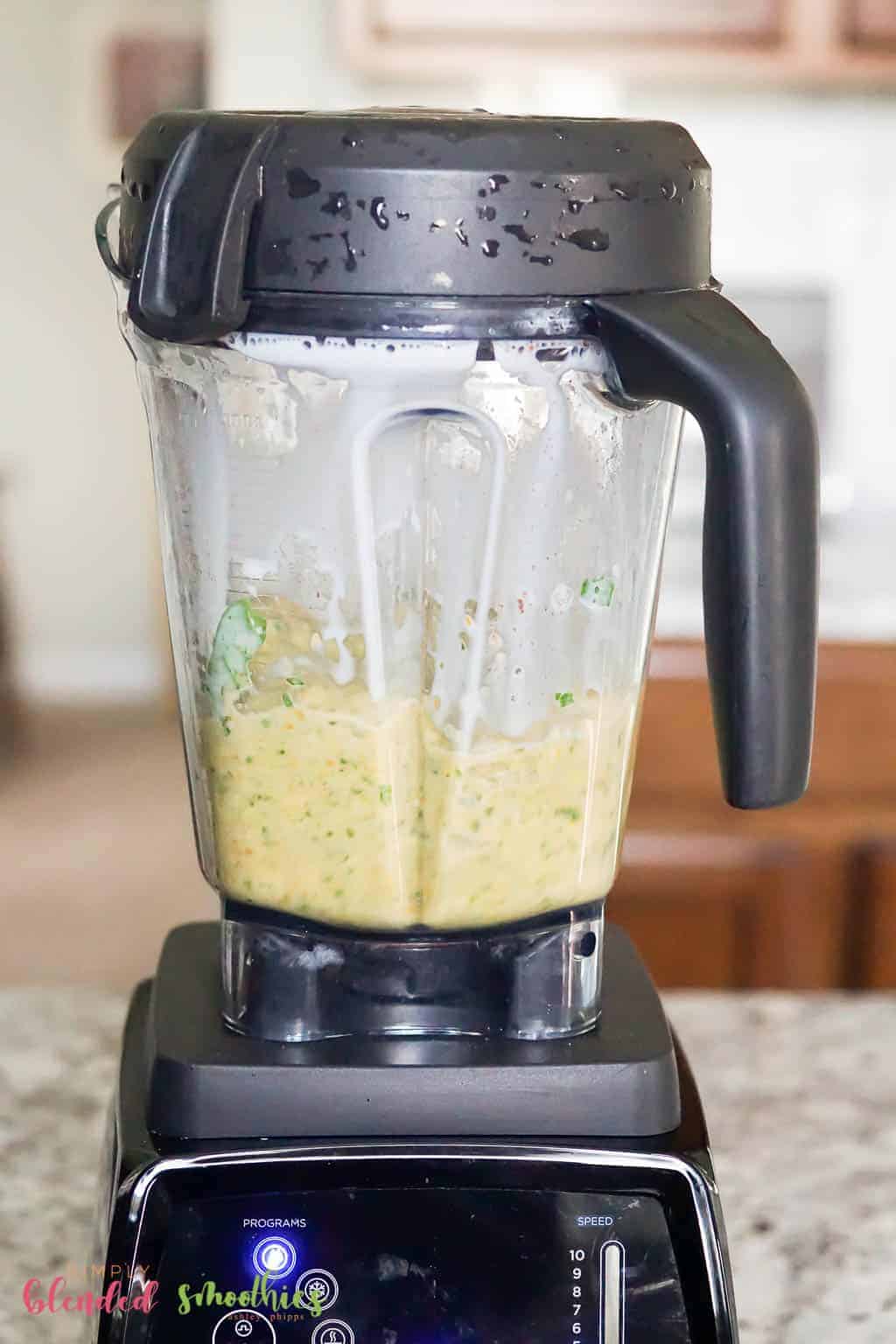 Green Sweet Potato Smoothie 8 Green Sweet Potato Smoothie in a blender