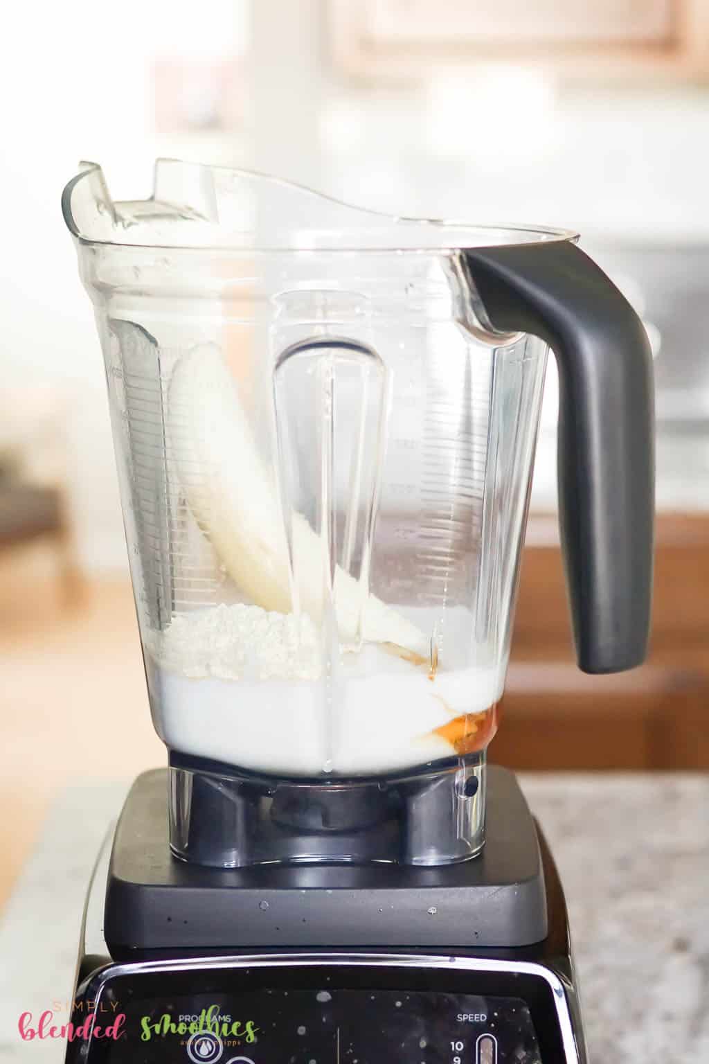 Peanut Butter Smoothie 5 Put peanut butter smoothie ingredients in blender