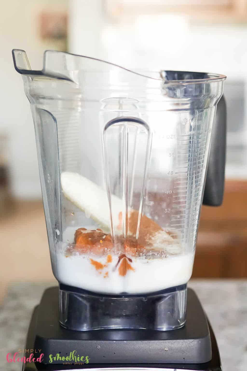 Healthy Pumpkin Smoothie Recipe 6 Pumpkin smoothie ingredients in blender