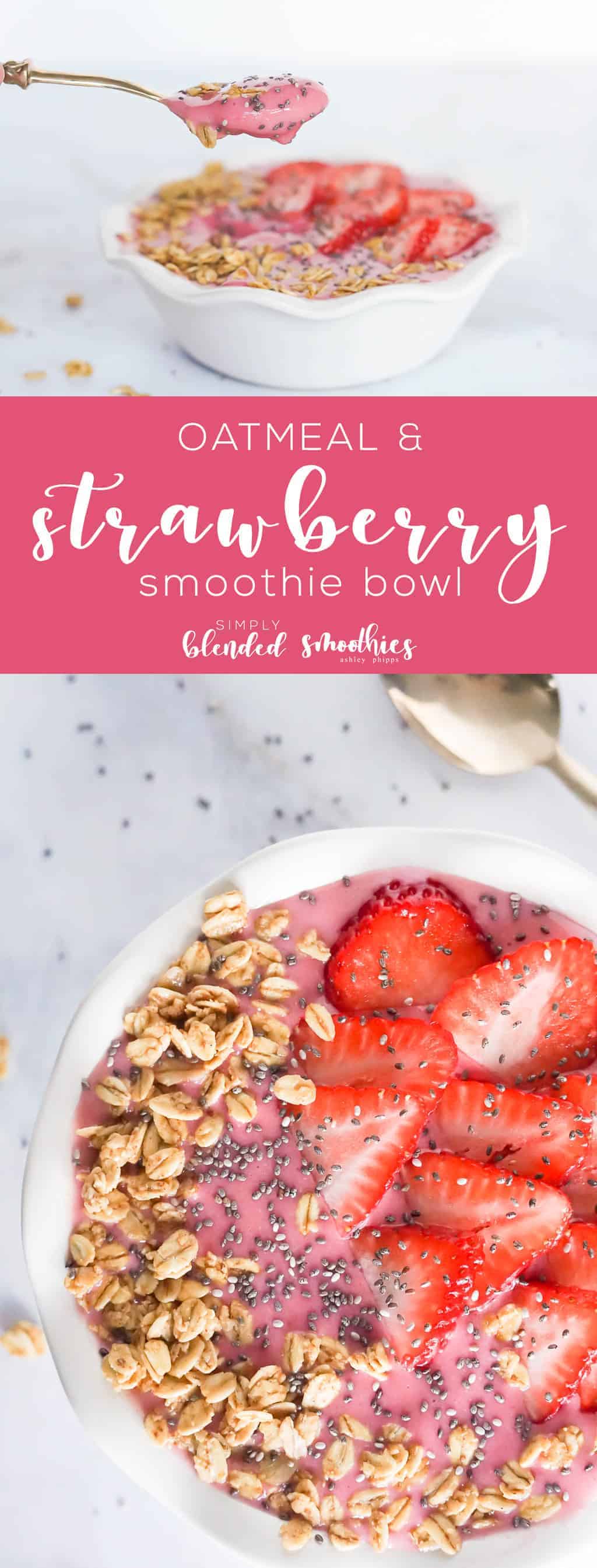 Strawberry Oatmeal Smoothie Bowl 3 Easy Strawberry Oatmeal Smoothie Bowl - a delicious smoothie bowl recipe