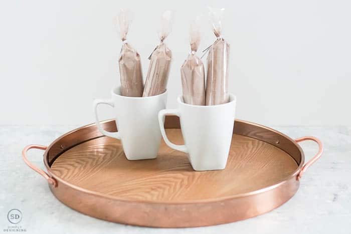 Christmas Gift Ideas Under $25 : hot cocoa mugs and copper tray