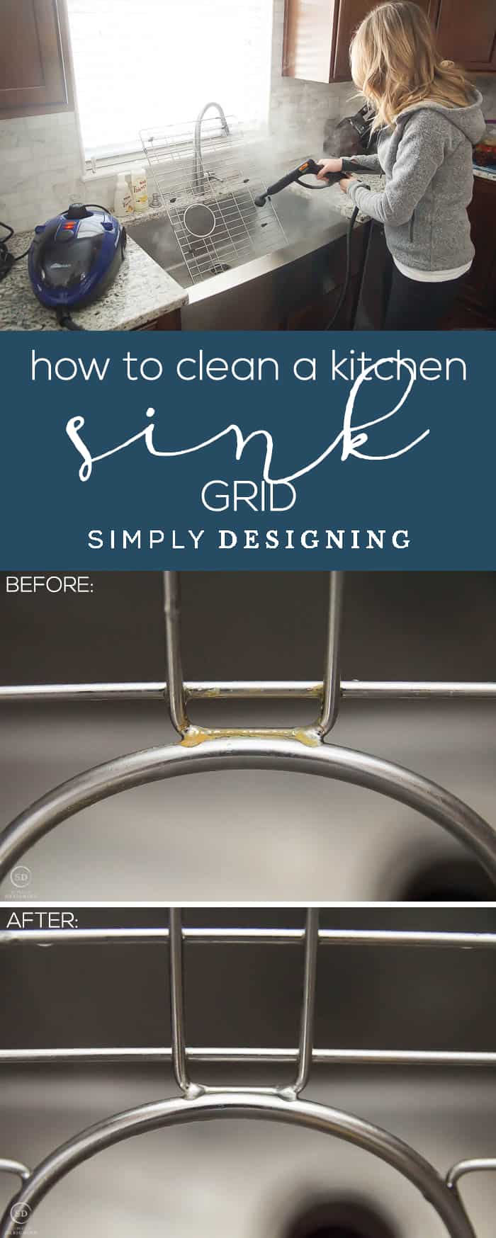 How to Clean a Kitchen Sink Grid - the easiest most effective way to clean and sanitize a kitchen sink grid