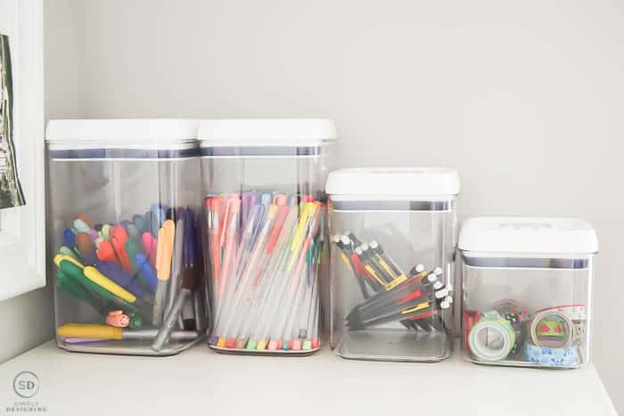 containers to organize office and craft supplies
