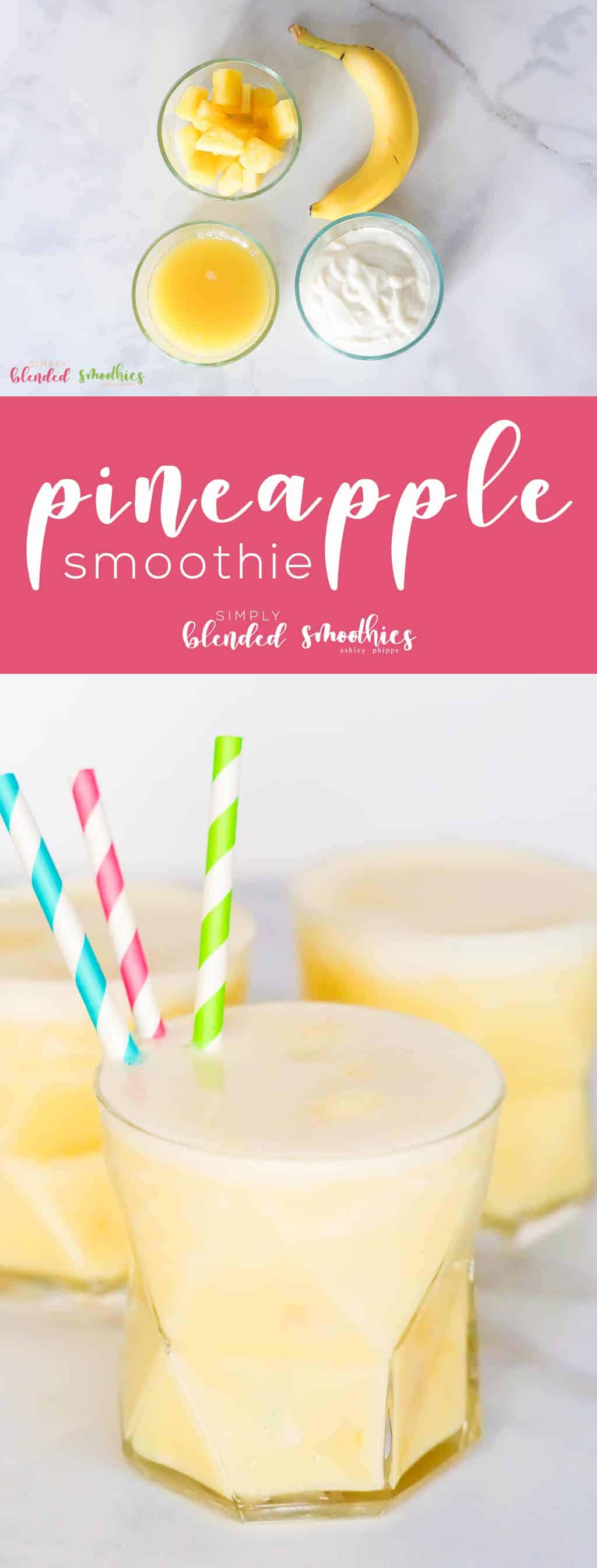 Pineapple Smoothie 1 Pineapple Smoothie - this healthy smoothie recipe is refreshing and will have you feeling like you're sitting at the beach