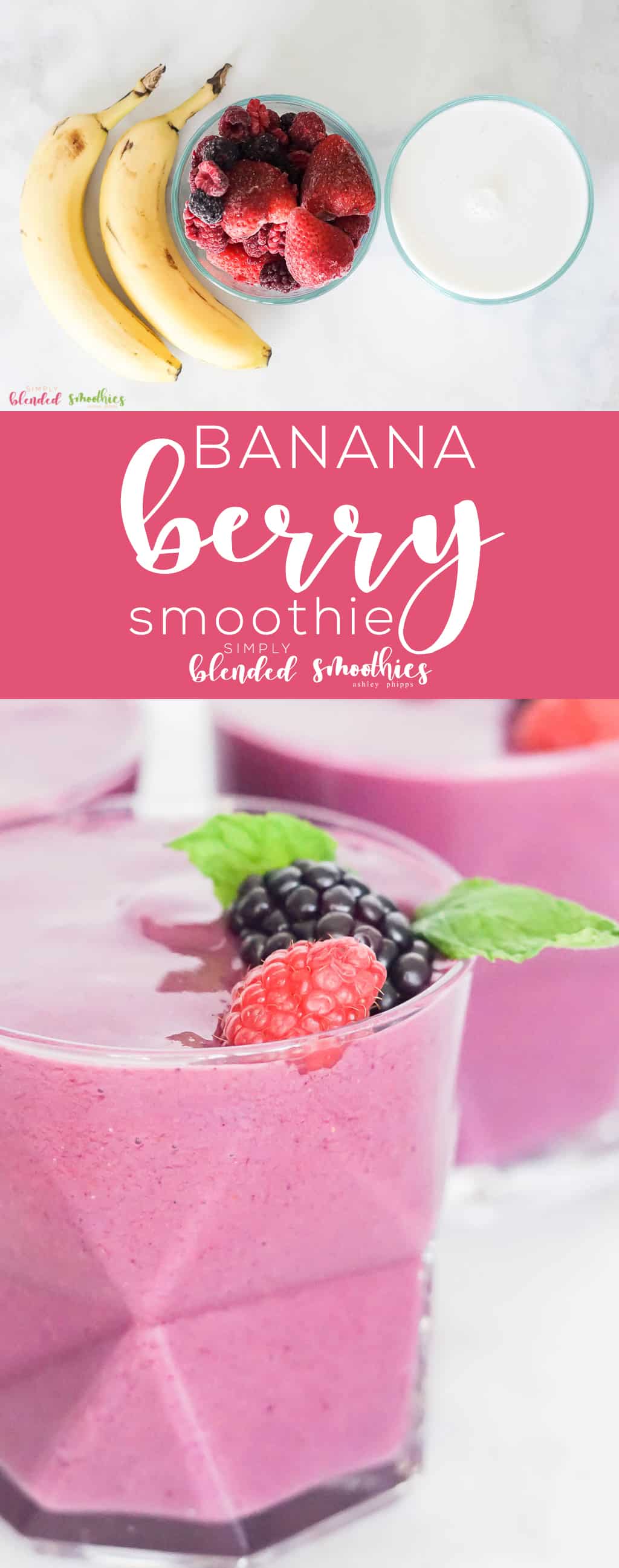 Banana Berry Smoothie 1 Banana Berry Smoothie - this delicious smoothie is so easy to make and a family favorite in our house