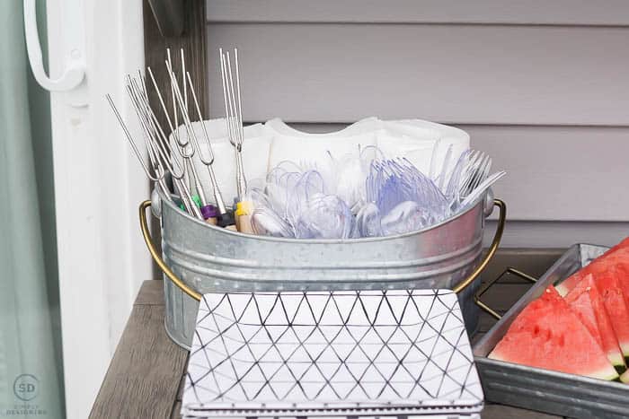 galvanized silverware caddy