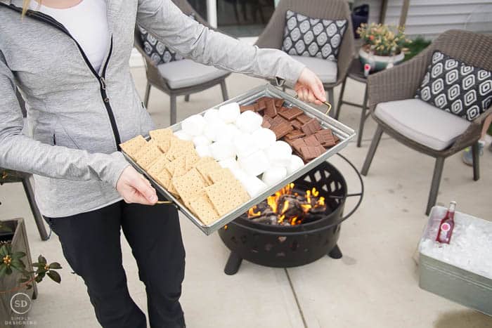 tray of ingredients for s'mores