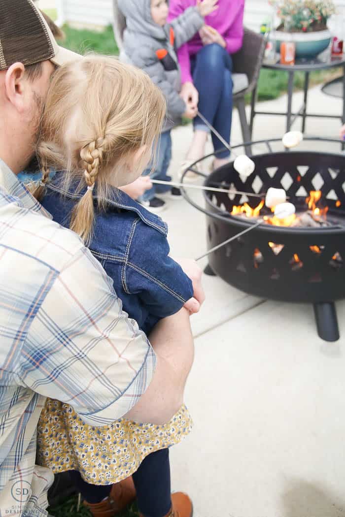 roasting marshmallows at summer dinner party