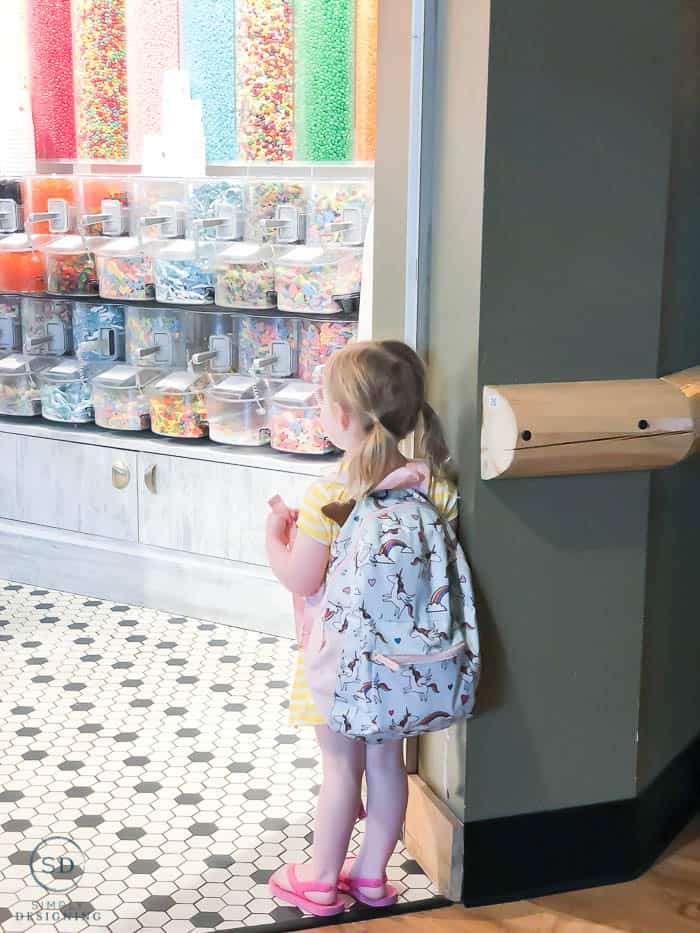 looking into the candy company store at great wolf lodge