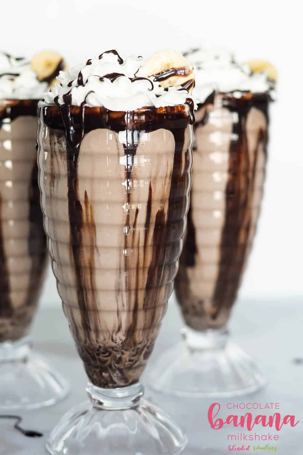 Chocolate Frappe 15 Milkshake with chocolate and bananas with chocolate sauce and whipped cream