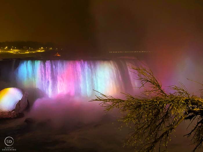 Niagara Falls lite up at night Canada