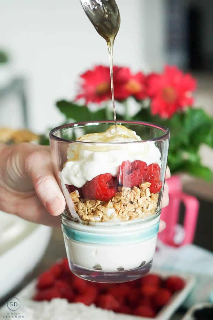 add honey on yogurt parfait