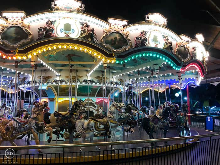 Carousel at Hershey Park at night with lights