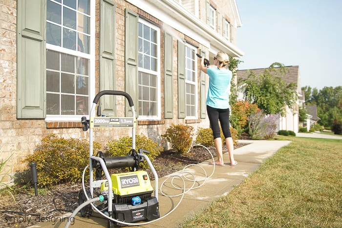 Wasp nest removal step two, remove wasp nest with a power sprayer.