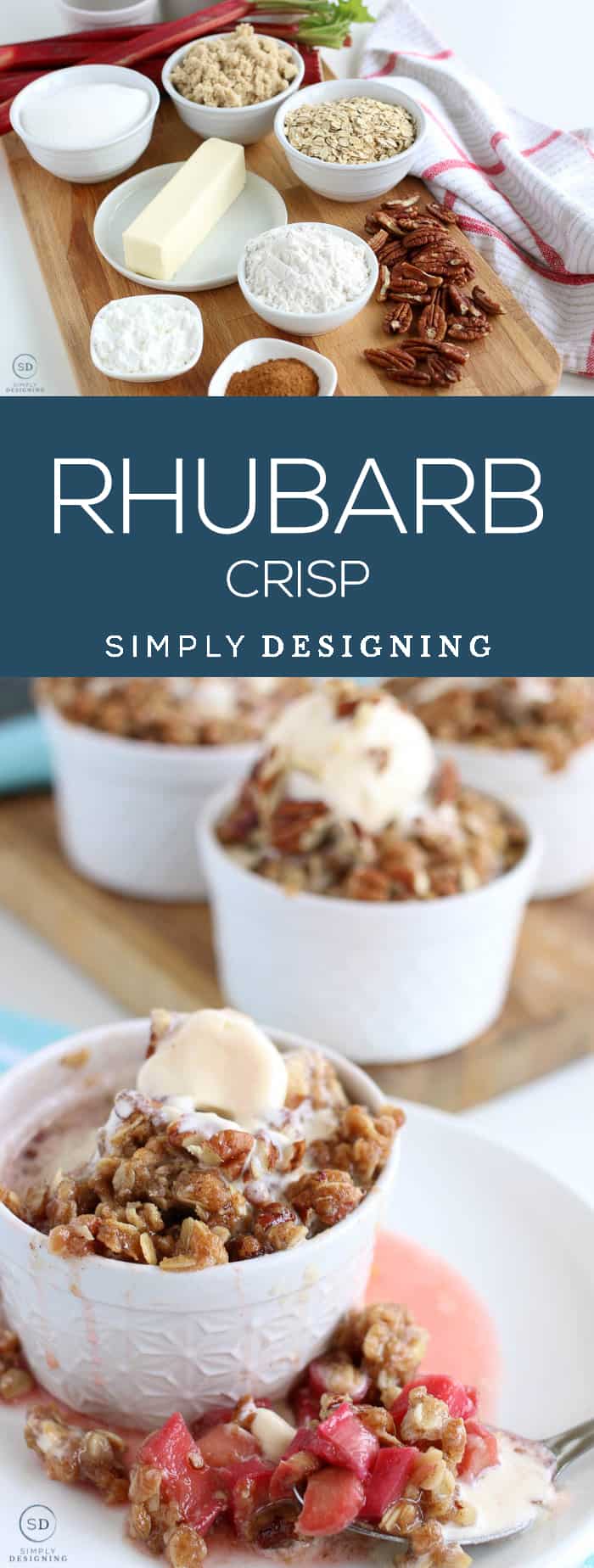Rhubarb Crisp - This rhubarb crisp recipe is delicious forgiving and so simple - You can even adapt these into a rhubarb crisp bars recipe
