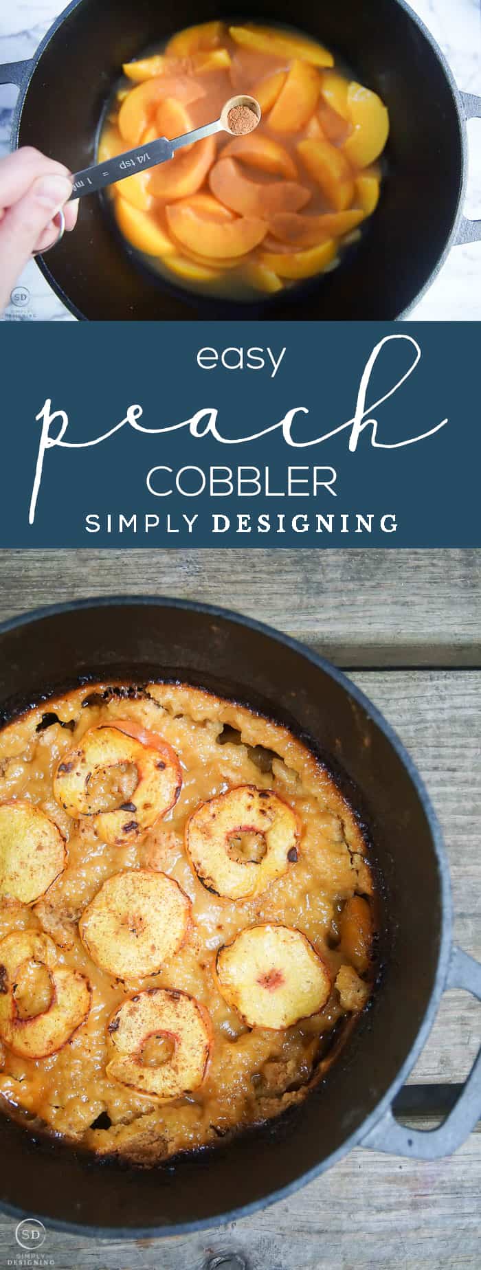 Easy Peach Cobbler - This easy peach cobbler recipe only requires 5 ingredients to make most of which you probably have on hand - It is delicious served warm with ice cream