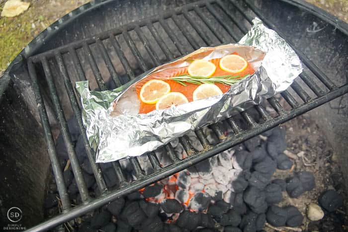 put honey lemon salmon in foil on grill