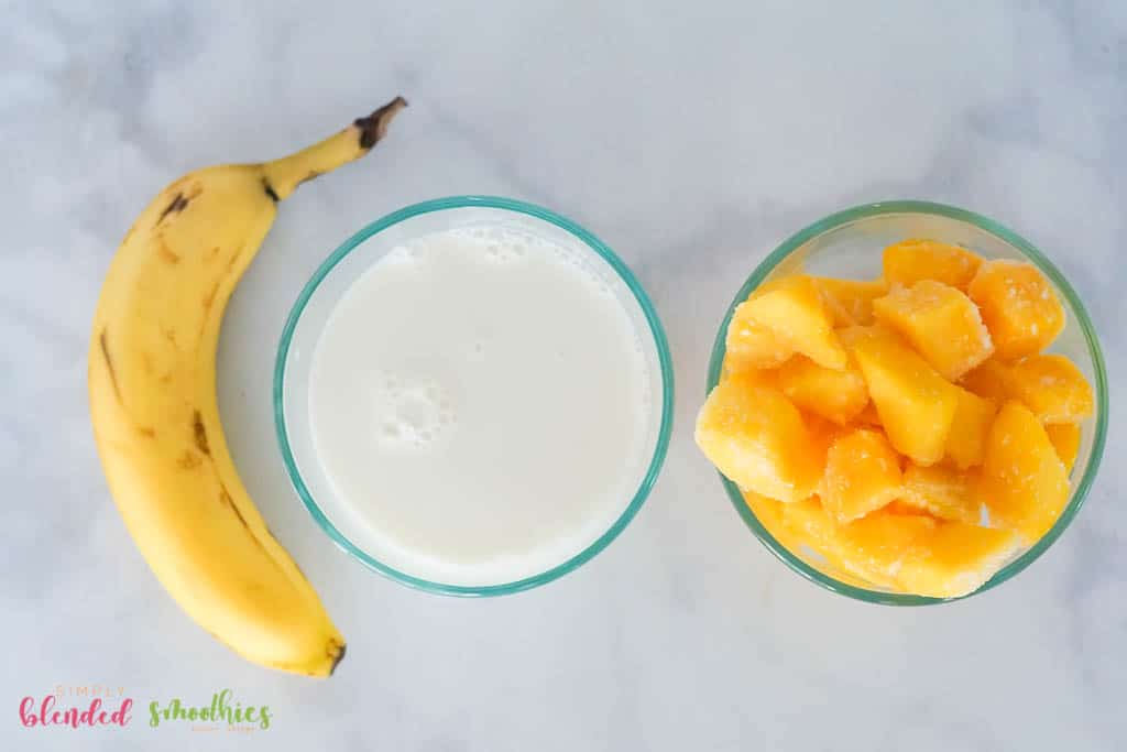 Healthy Mango Smoothie 6 mango and banana and milk - ingredients for healthy mango smoothie
