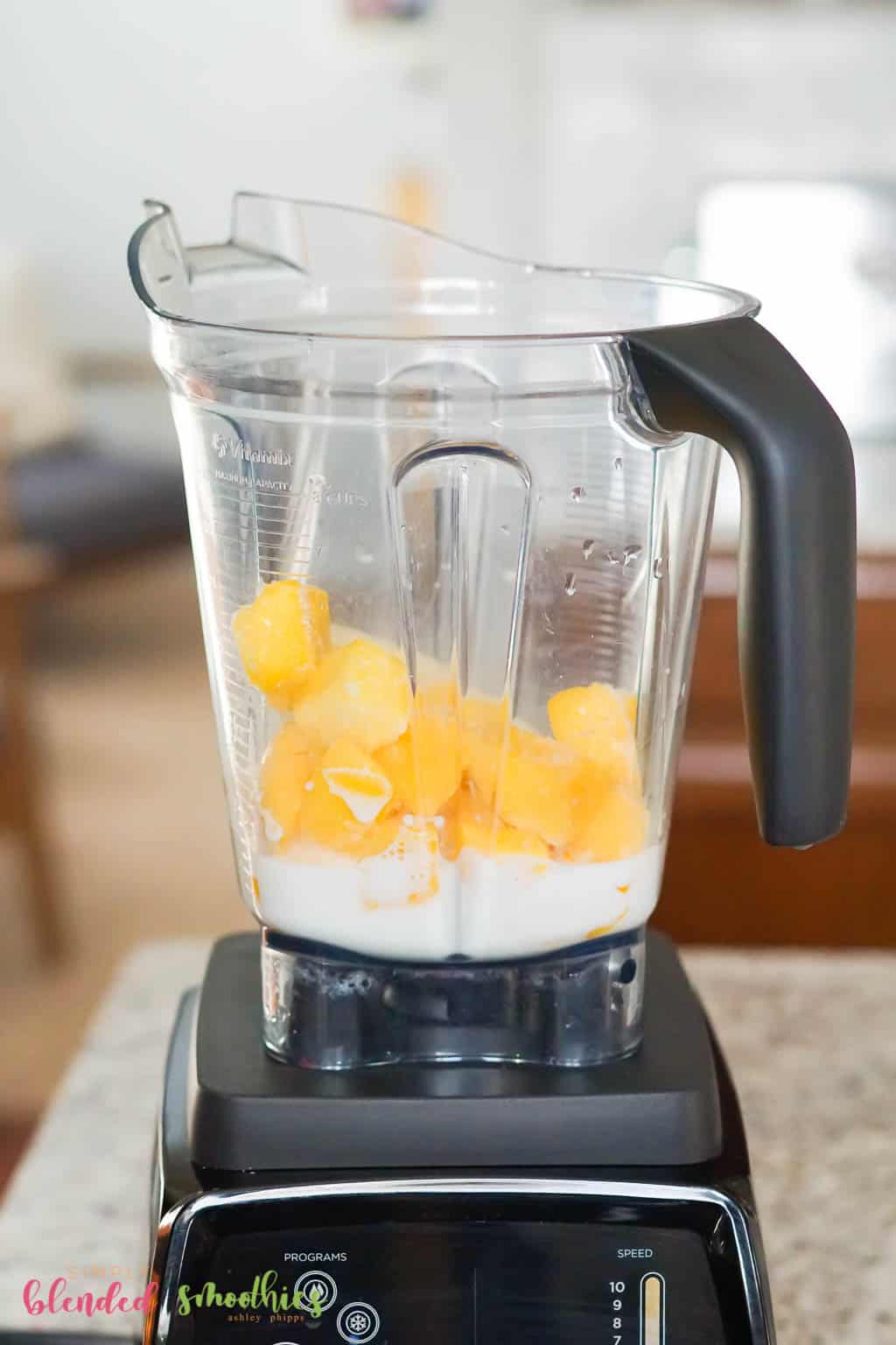 Healthy Mango Smoothie 7 mango smoothie ingredients in blender