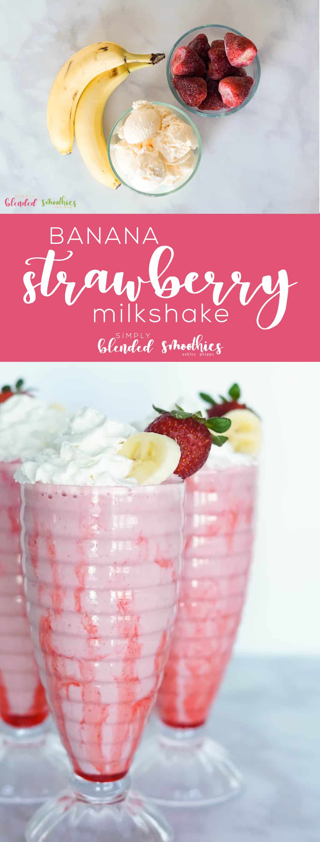 Strawberry Banana Milkshake 1 Strawberry Banana Milkshake - this delicious and simple to make milkshake is a delicious treat the whole family will enjoy