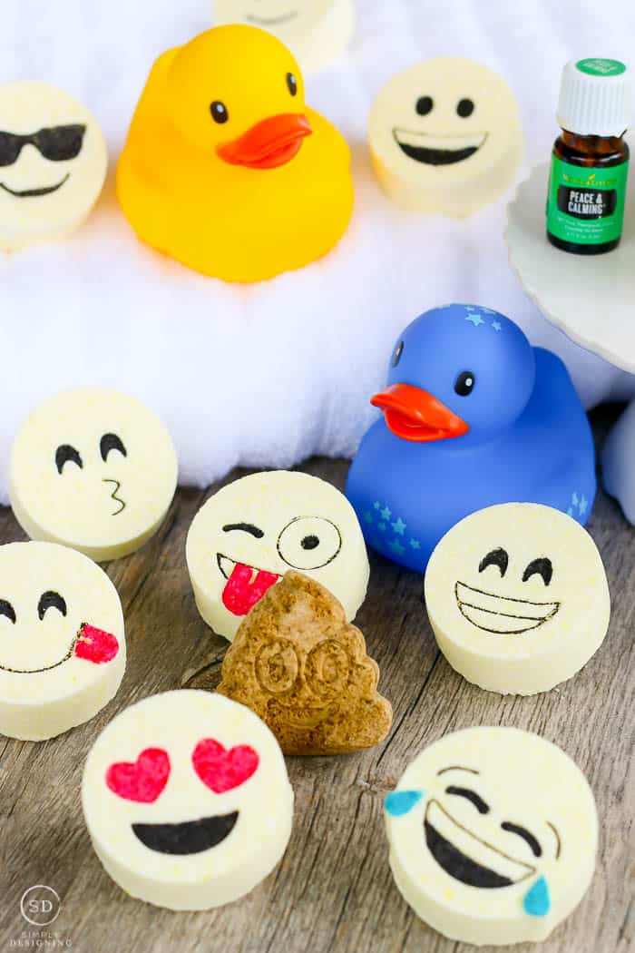 Close up image of the final essential oil kids bath bombs. This bath bombs recipe uses essential oils to help kids calm down and relax.