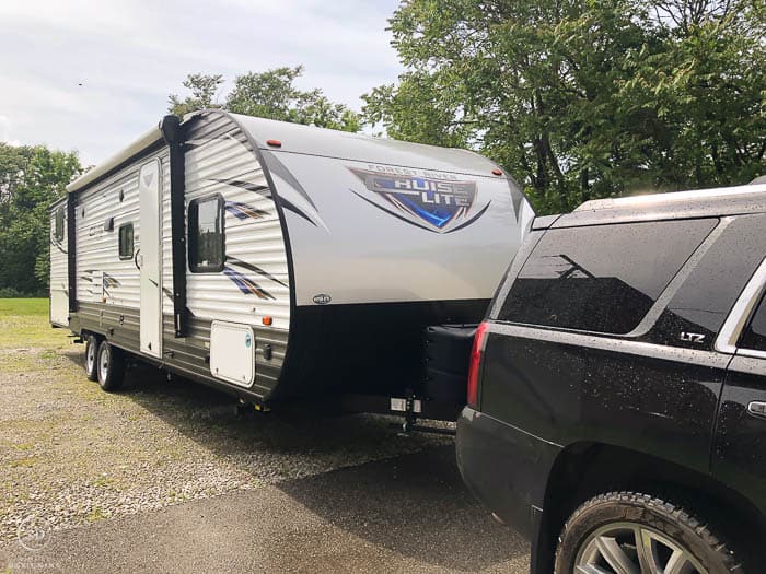 Travel Trailer being pulled by a Tahoe - Full-Time RV Living With a Family