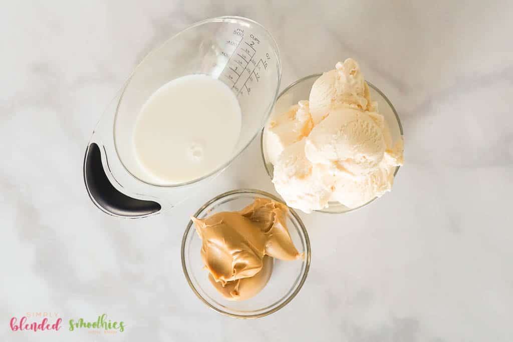 Peanut Butter Milkshake 6 Ingredients to make a Peanut Butter Milkshake
