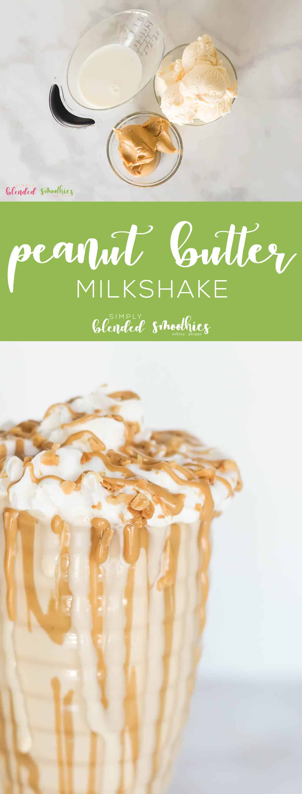 Peanut Butter Milkshake 1 Peanut Butter Milkshake - this delicious 3 ingredient peanut butter milkshake is easy to make and the perfect treat
