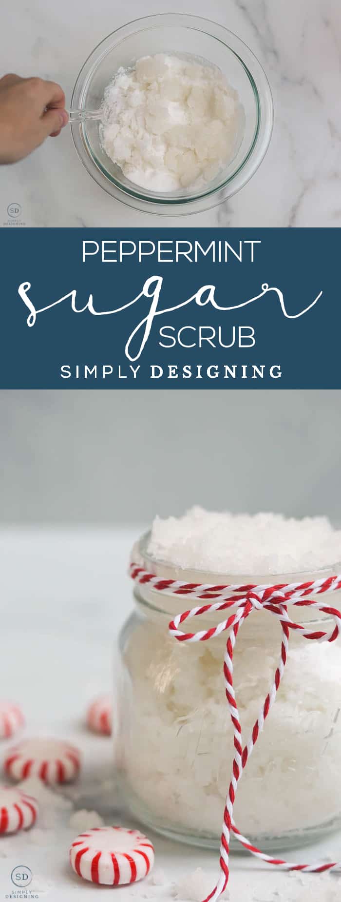 Peppermint Sugar Scrub - this easy peppermint sugar scrub recipe only requires 3 ingredients and will soothe and exfoliate your hands in one quick step