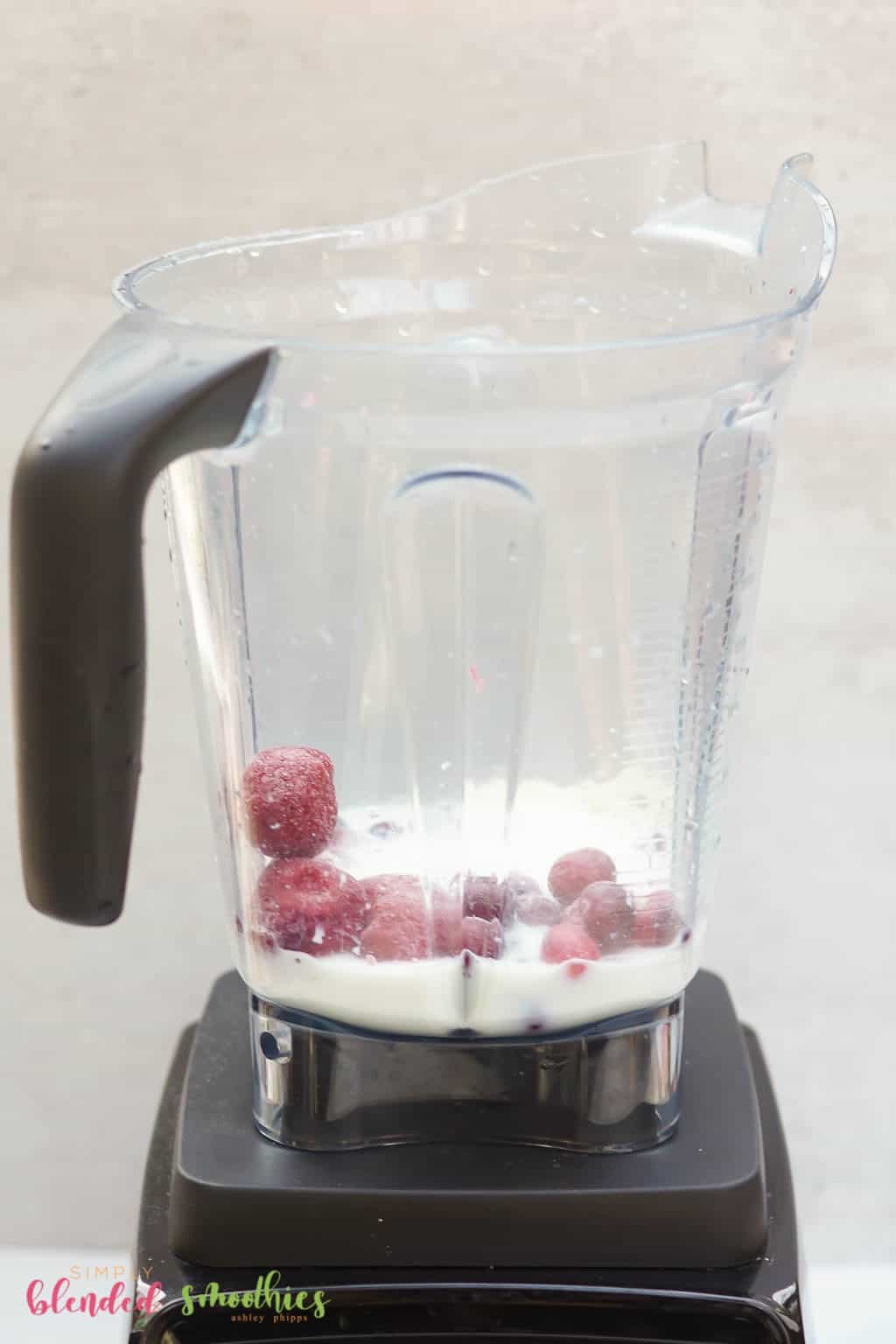 Cranberry Truffle Smoothie 9 smoothie ingredients in a blender