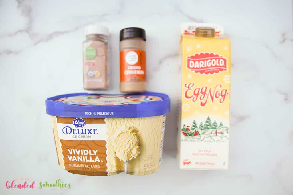 Eggnog Milkshake 7 ingredients for an eggnog shake