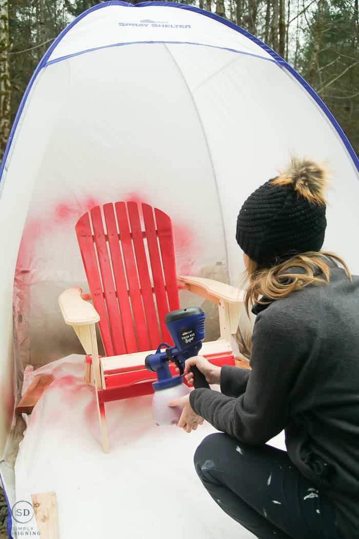 paint wood chair red