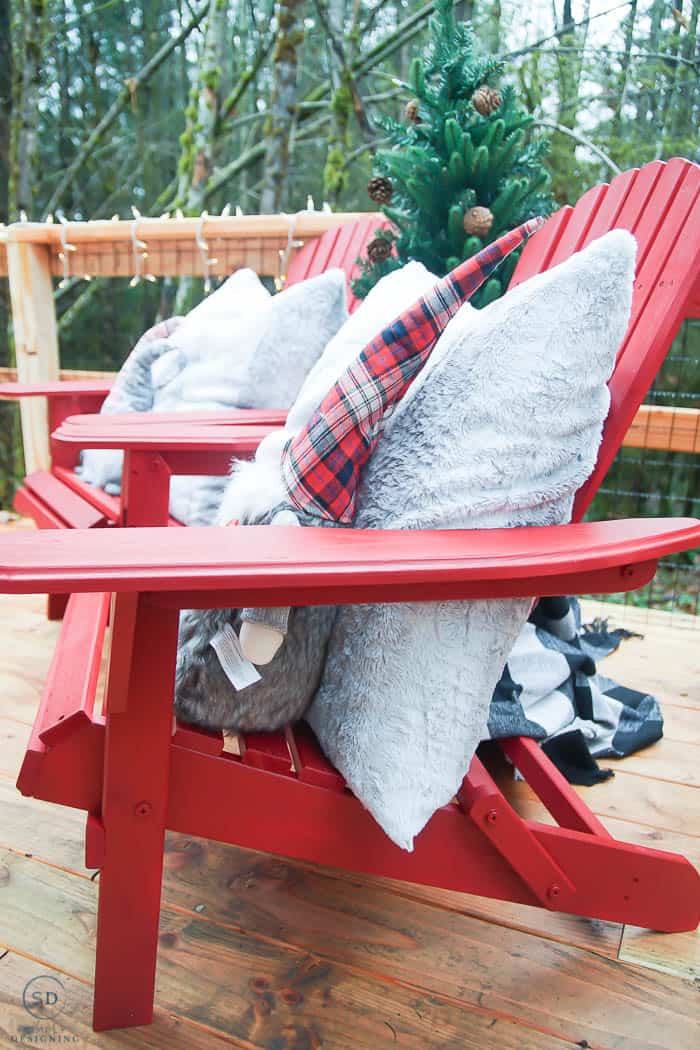 red painted adirondack wood chairs