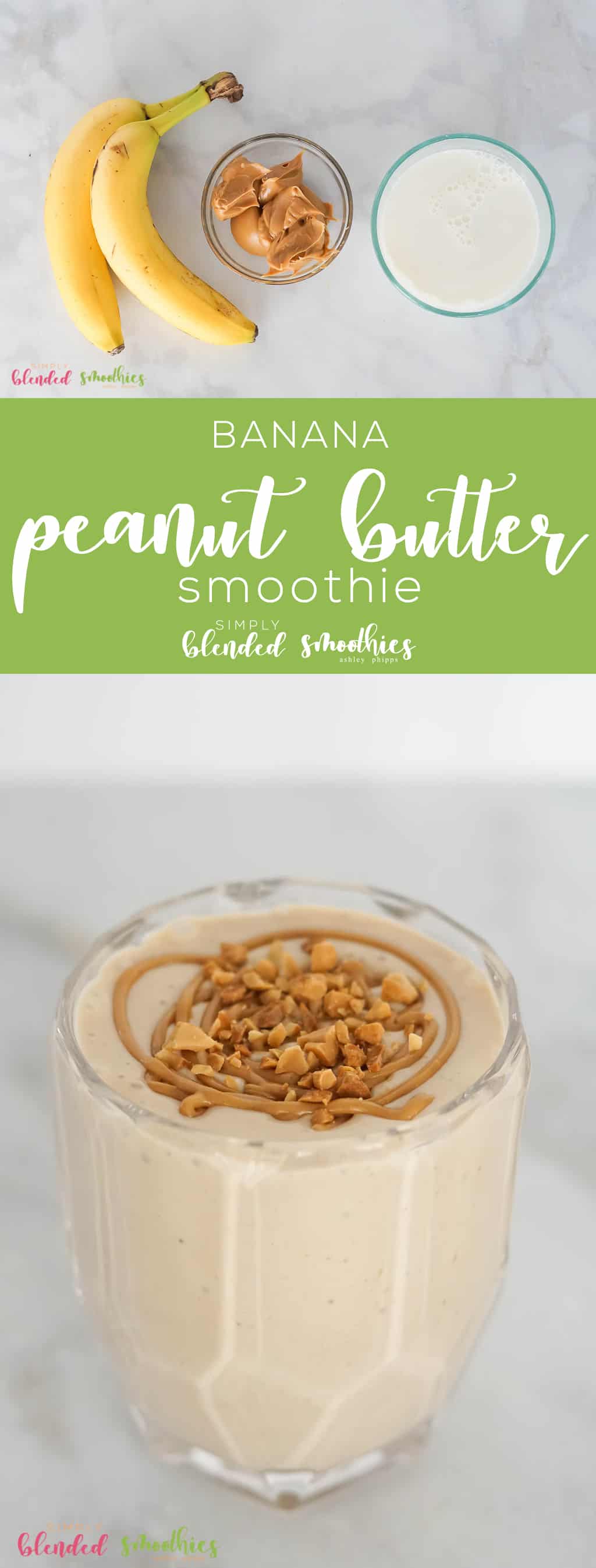 The Best Peanut Butter Banana Smoothie 1 This scrumptious and healthy Peanut Butter Banana Smoothie has a rich peanut butter and banana flavor to it and is seriously the BEST PB Banana Smoothie