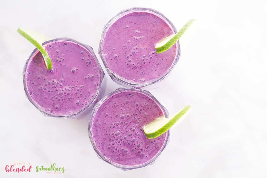 Blueberry Smoothie 5 blueberry smoothie with lime garnish