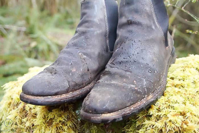 water beading up on waterproof boots