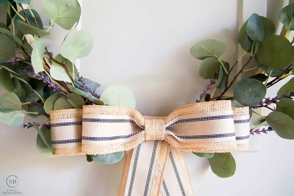 close up of summer hoop wreath