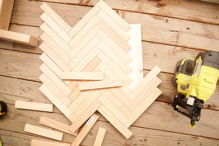 herringbone pattern with 1x2 wood boards