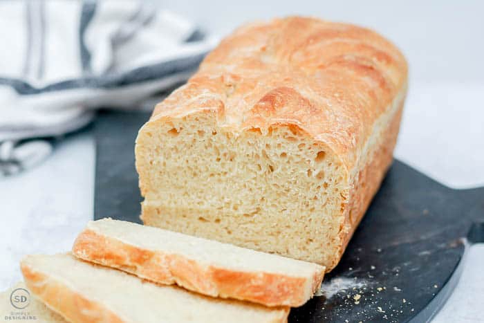 close up of white artisan bread 5 minute bread no-knead bread
