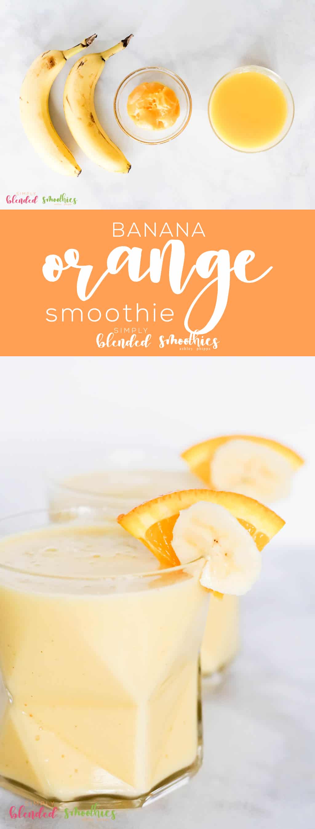 Orange Banana Smoothie 1 This Orange Banana Smoothie recipe is made with whole ingredients and is so refreshing and delicious - It is perfect for breakfast or brunch or a snack anytime