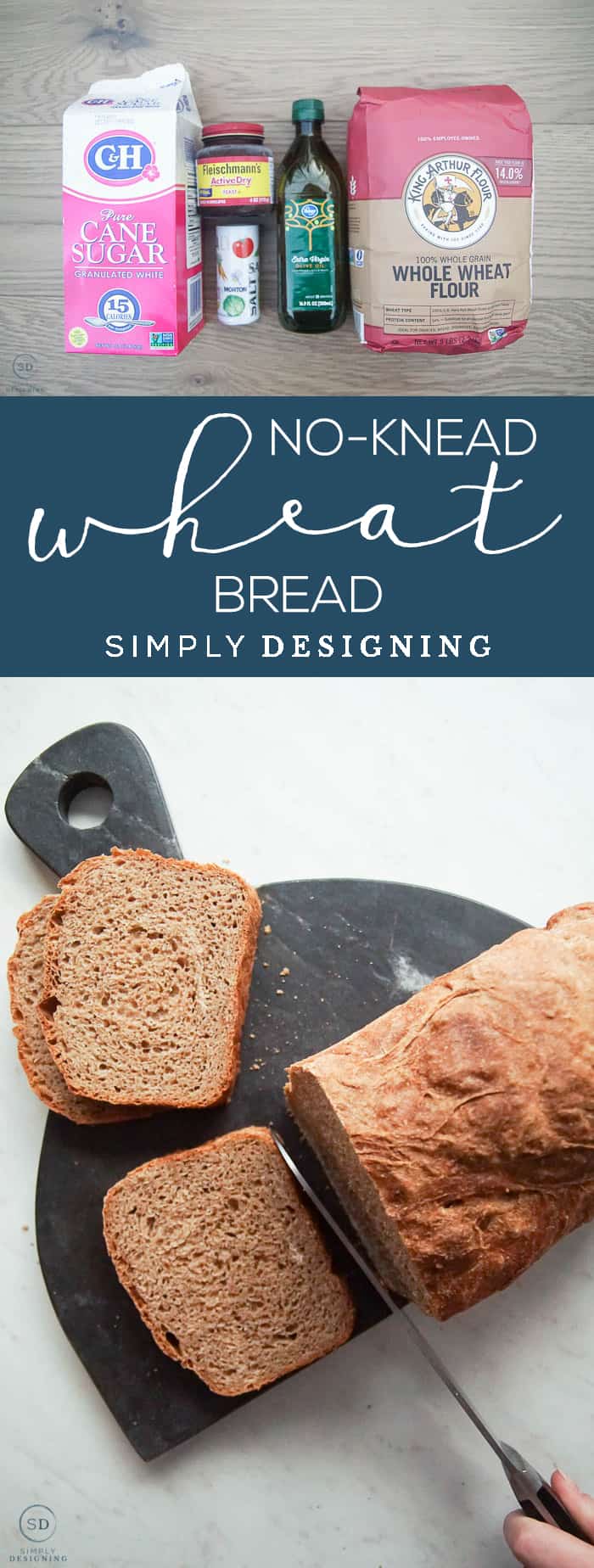 This Whole Wheat No Knead Bread is so simple to make only takes about 5 minutes of hands-on time and is so light fluffy and delicious
